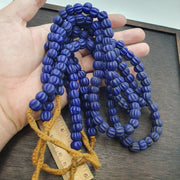 African Cobalt Beads, Vintage Glass Strand | Handmade Artisan Components, For Jewelry Making | 22 Inch