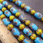 Venetian inspired millefiori glass beads strand – murano style floral mosaic