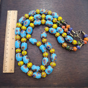 Venetian inspired millefiori glass beads strand – murano style floral mosaic