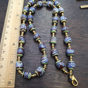 Feather pattern millefiori glass beads strand – venetian murano style necklace