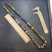 Venetian style glass beads necklace – murano style black swirl & floral jewelry