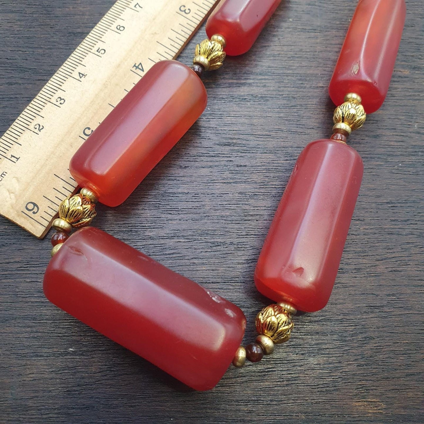 Tibetan red agate necklace – vintage carnelian beads, spiritual mala