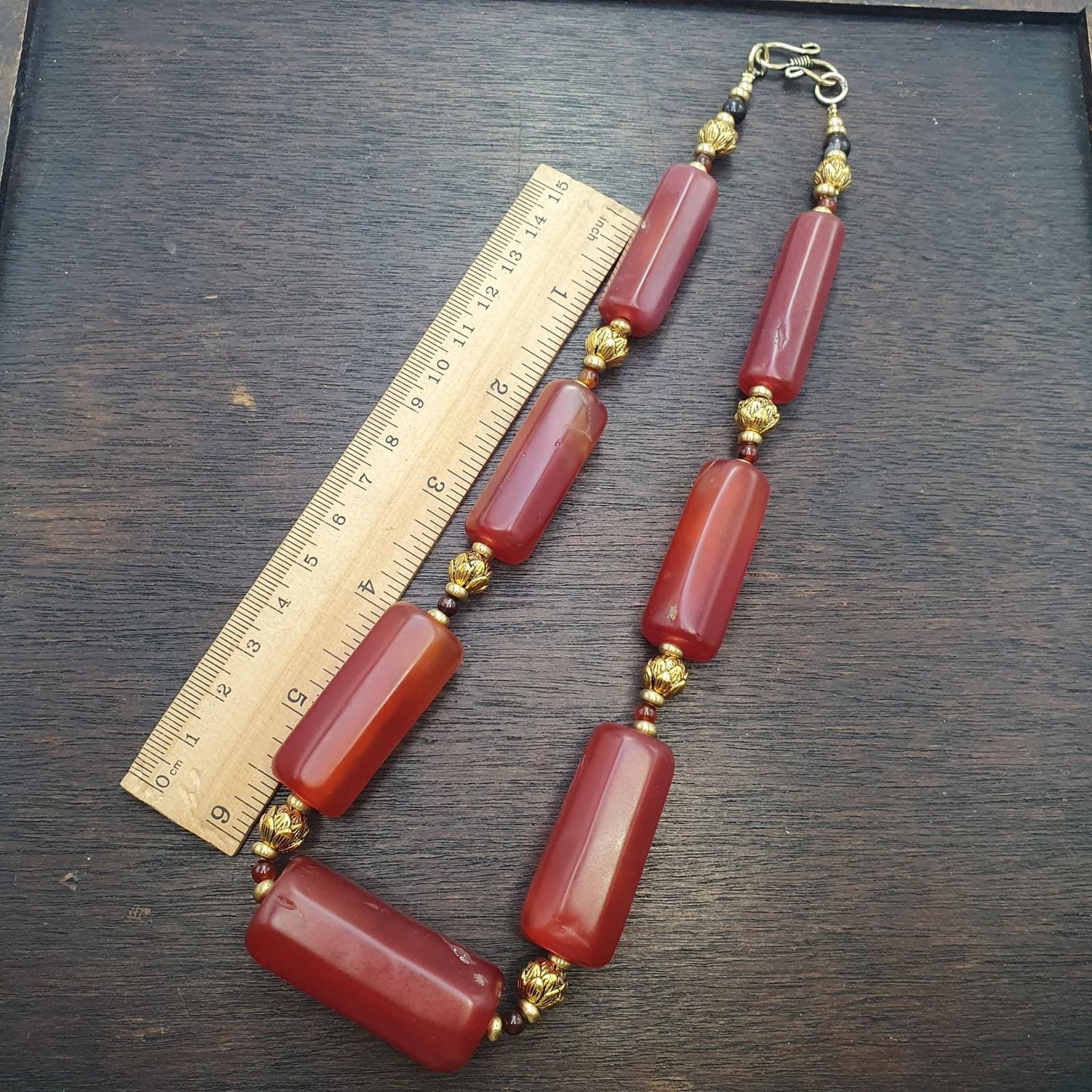 Tibetan red agate necklace – vintage carnelian beads, spiritual mala