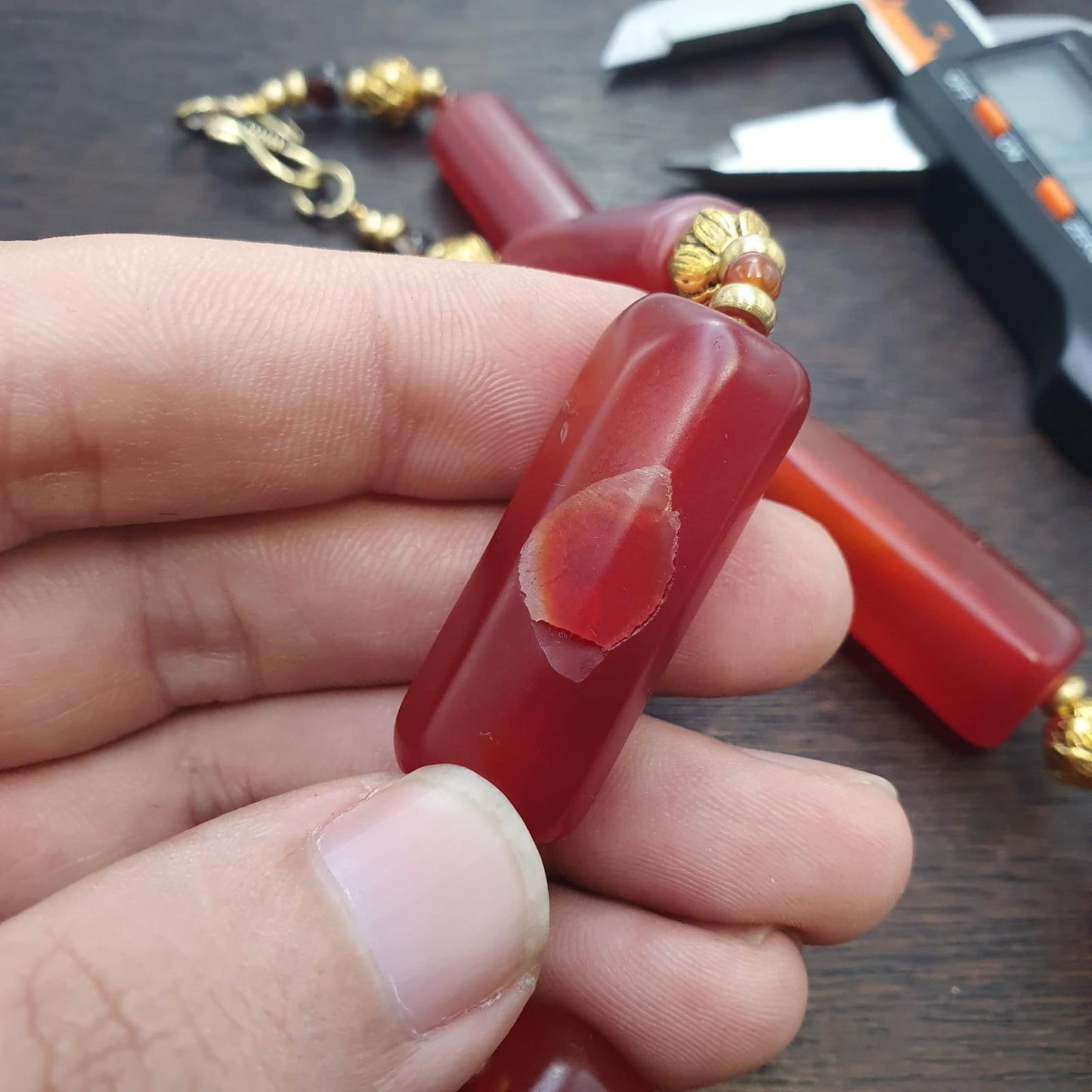 Tibetan red agate necklace – vintage carnelian beads, spiritual mala