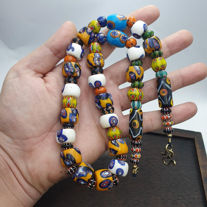 Murano style millefiori necklace – venetian inspired glass beads, boho jewelry
