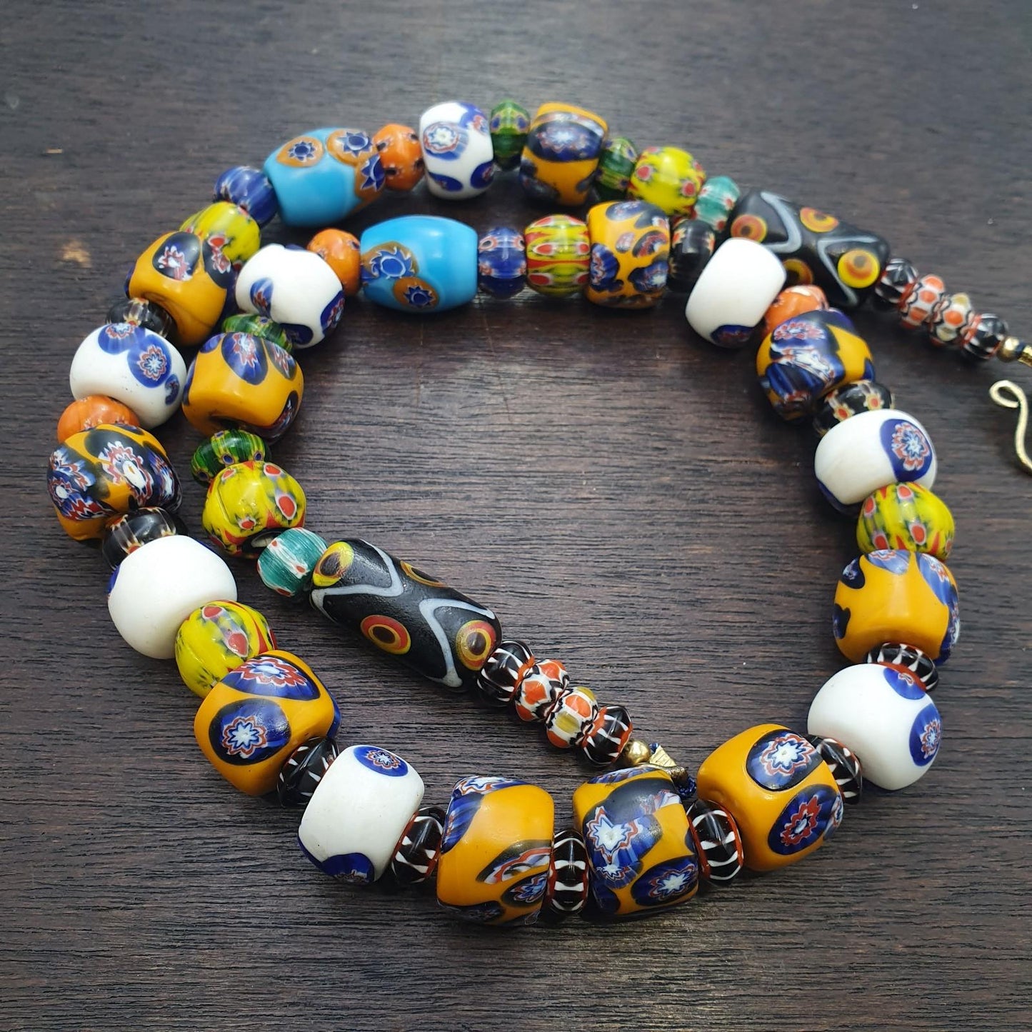 Murano style millefiori necklace – venetian inspired glass beads, boho jewelry