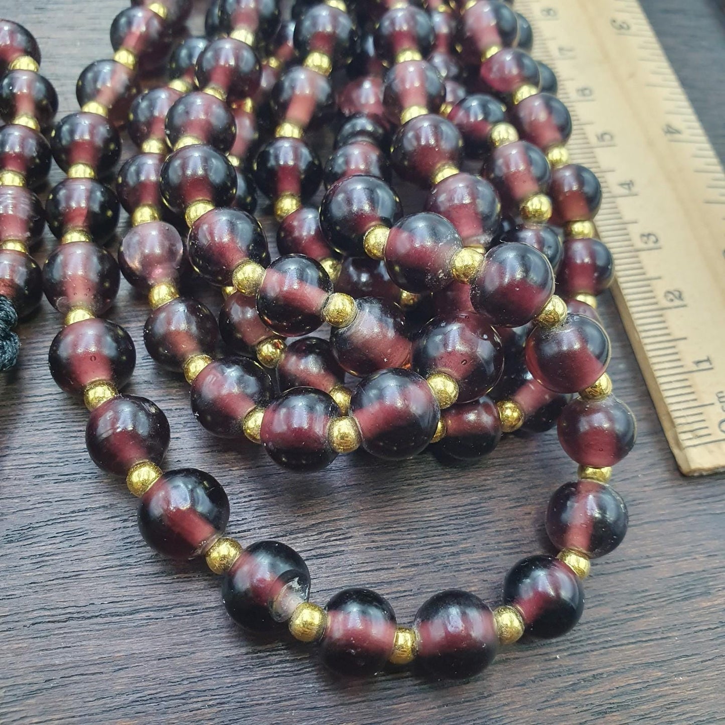 Handmade blown glass lamp work brown beads strand 9.5-10mm jewelry making gift for bead collectors, artisan craft supplies, 24 inches