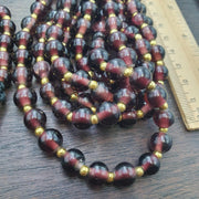 Handmade blown glass lamp work brown beads strand 9.5-10mm jewelry making gift for bead collectors, artisan craft supplies, 24 inches