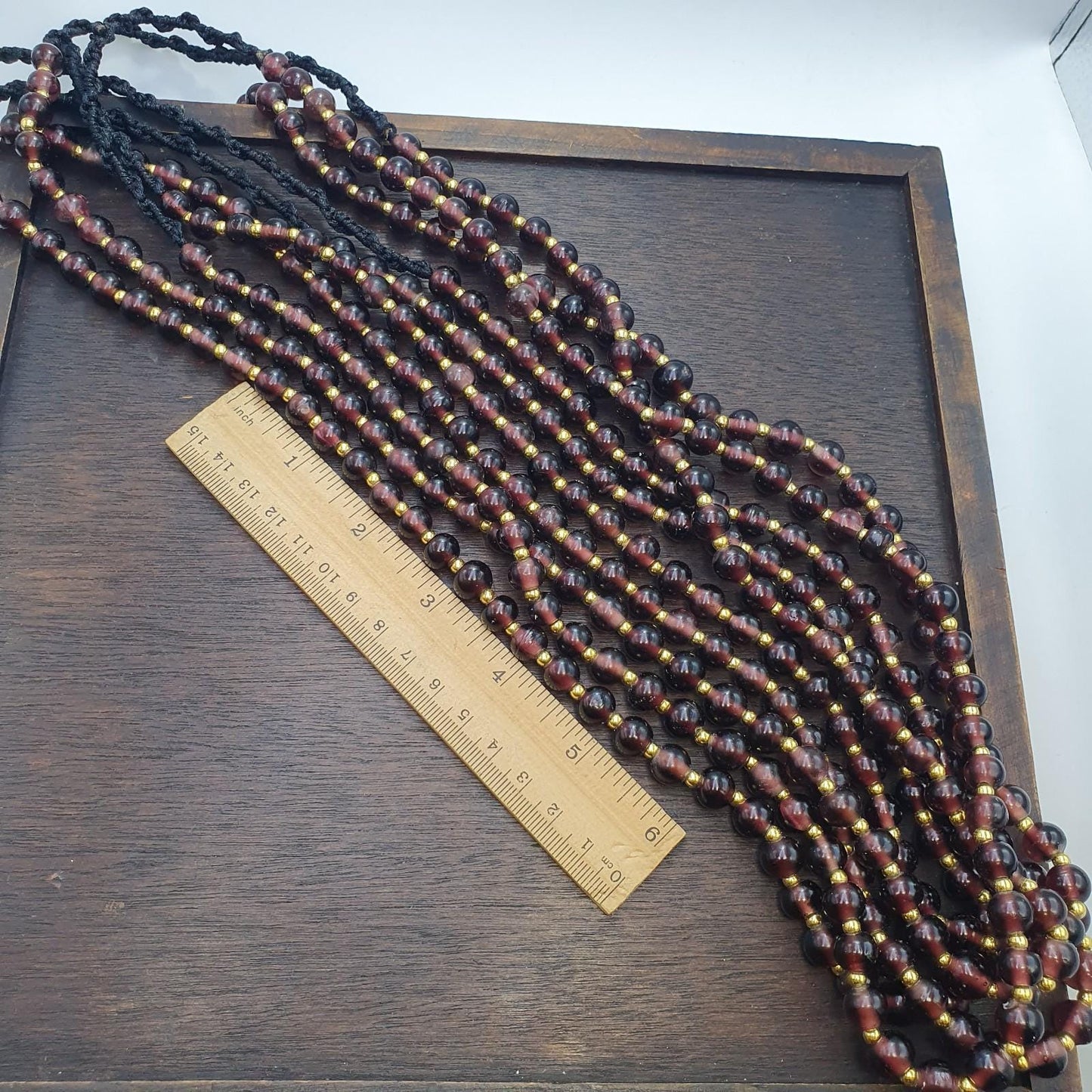 Handmade blown glass lamp work brown beads strand 9.5-10mm jewelry making gift for bead collectors, artisan craft supplies, 24 inches