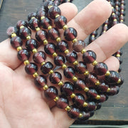 Handmade blown glass lamp work brown beads strand 9.5-10mm jewelry making gift for bead collectors, artisan craft supplies, 24 inches