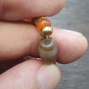 Ancient antique agate carnelian beads with brass spacer beaded bracelet #jn-br2