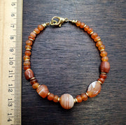 Antique ancient agate carnelian beads bracelet #jn-br1