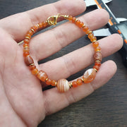 Antique ancient agate carnelian beads bracelet #jn-br1