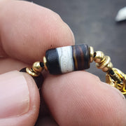 Antique one line black and white glass beads beaded bracelet #jn-br3