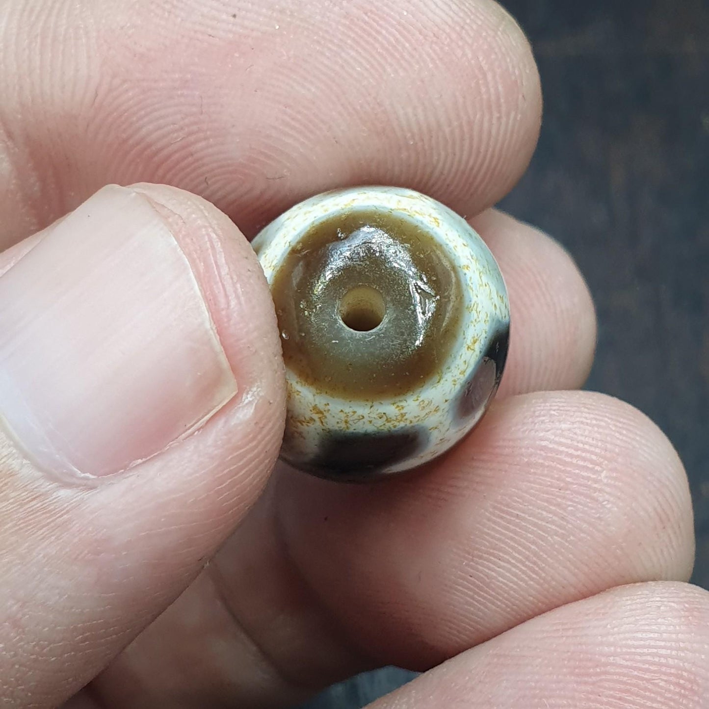 Lot 2 unique pattern tibetan agate stone dzi bead amulet