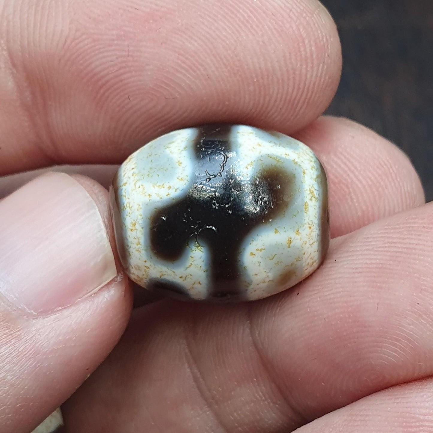 Lot 2 unique pattern tibetan agate stone dzi bead amulet