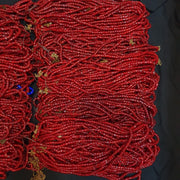 Wholesale: 30 Strand Cranberry Red White Heart Venetian Trade Beads