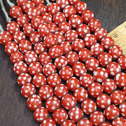 Skunk Venetian Inspired Beads, Thousand Eye Millefiori Strand, Antique Red Glass | Handmade | 10.5-11mm, For Necklace Making