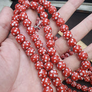 Skunk Venetian Inspired Beads, Thousand Eye Millefiori Strand, Antique Red Glass | Handmade | 10.5-11mm, For Necklace Making