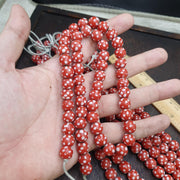 Skunk Venetian Inspired Beads, Thousand Eye Millefiori Strand, Antique Red Glass | Handmade | 10.5-11mm, For Necklace Making