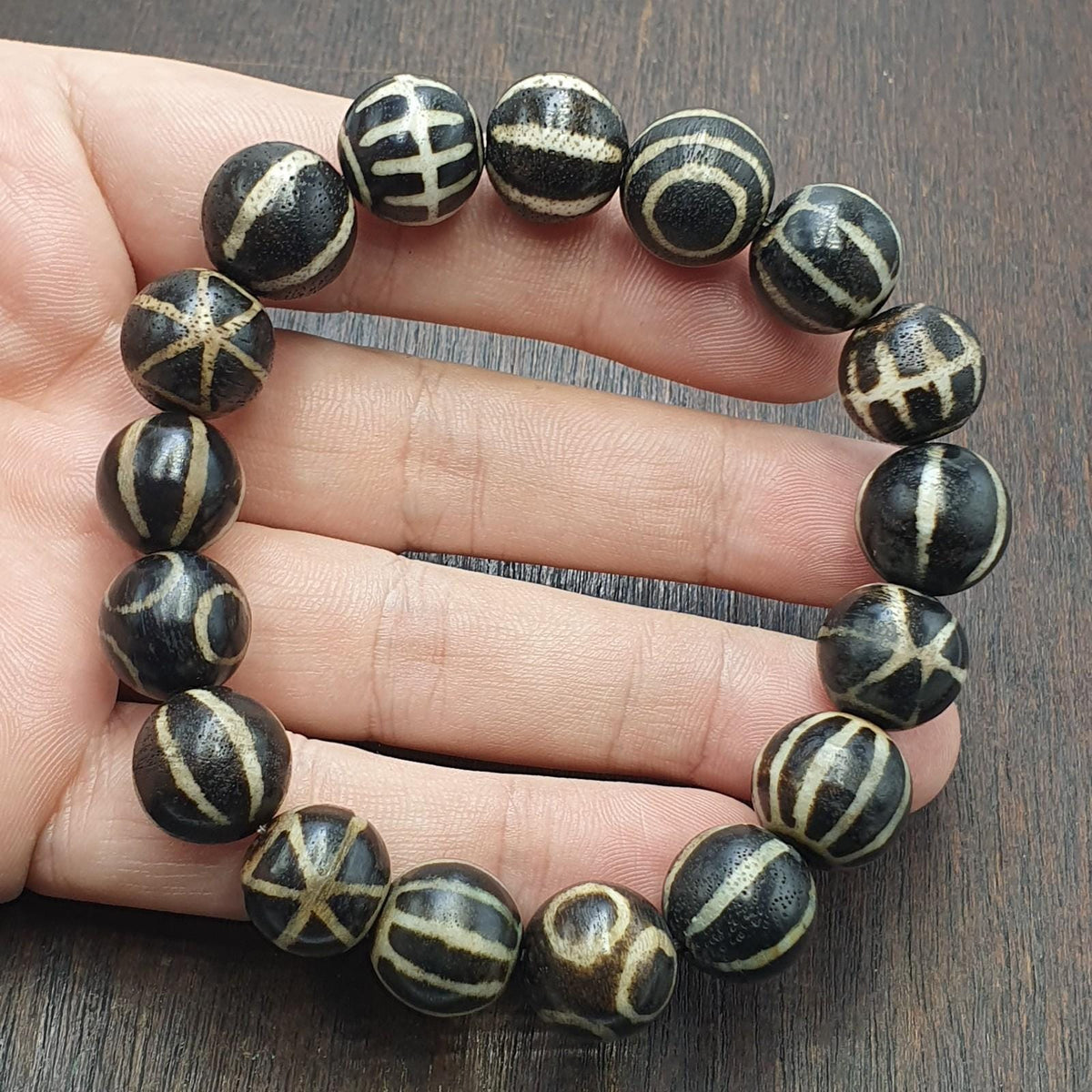 Burmese Pumtek Bead Bracelet, Ancient Tribal Jewelry