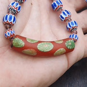 Blue chevron beads 9mm 6 layers chevron glass beaded necklace gift