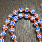 Beautiful blue chevron beads 6 layers chevron glass beaded necklace gift