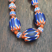 Beautiful blue chevron beads 6 layers chevron glass beaded necklace gift