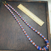 Beautiful blue chevron beads 6 layers chevron glass beaded necklace gift