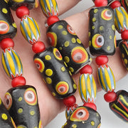 Vintage African Style Chevron Glass Bead Necklace, Gabri Eyes