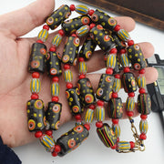 Vintage African Style Chevron Glass Bead Necklace, Gabri Eyes