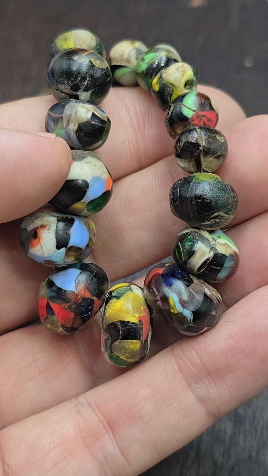 Antique millefiori bead jewelry – vibrant glass beads with hook clasp