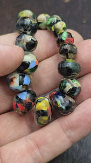 Antique millefiori bead jewelry – vibrant glass beads with hook clasp