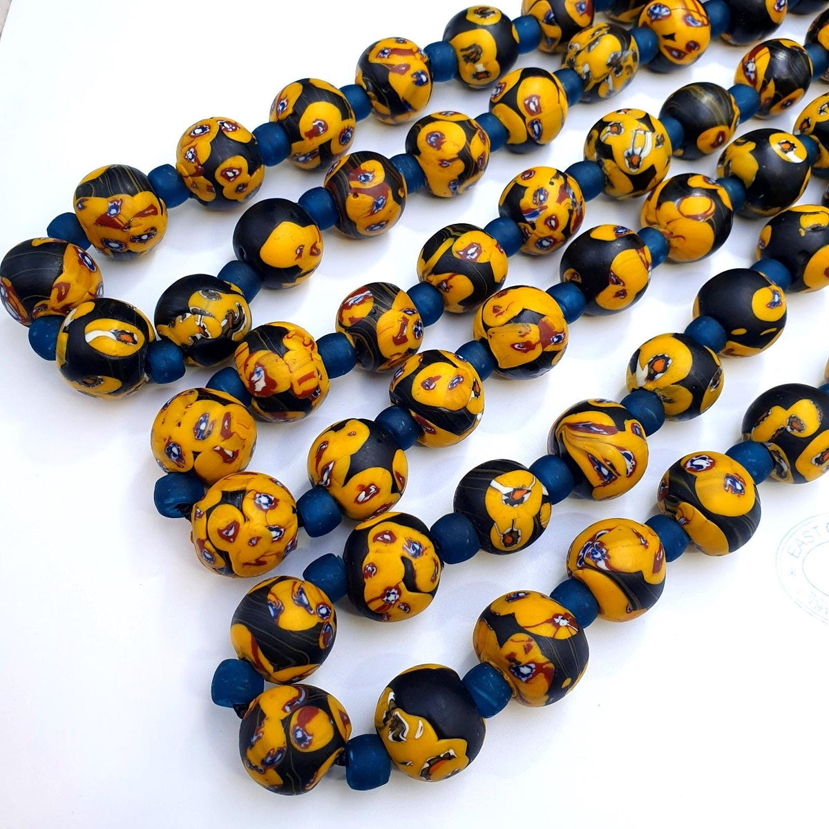 Vintage African Style Glass Bead Necklace, 17-18mm