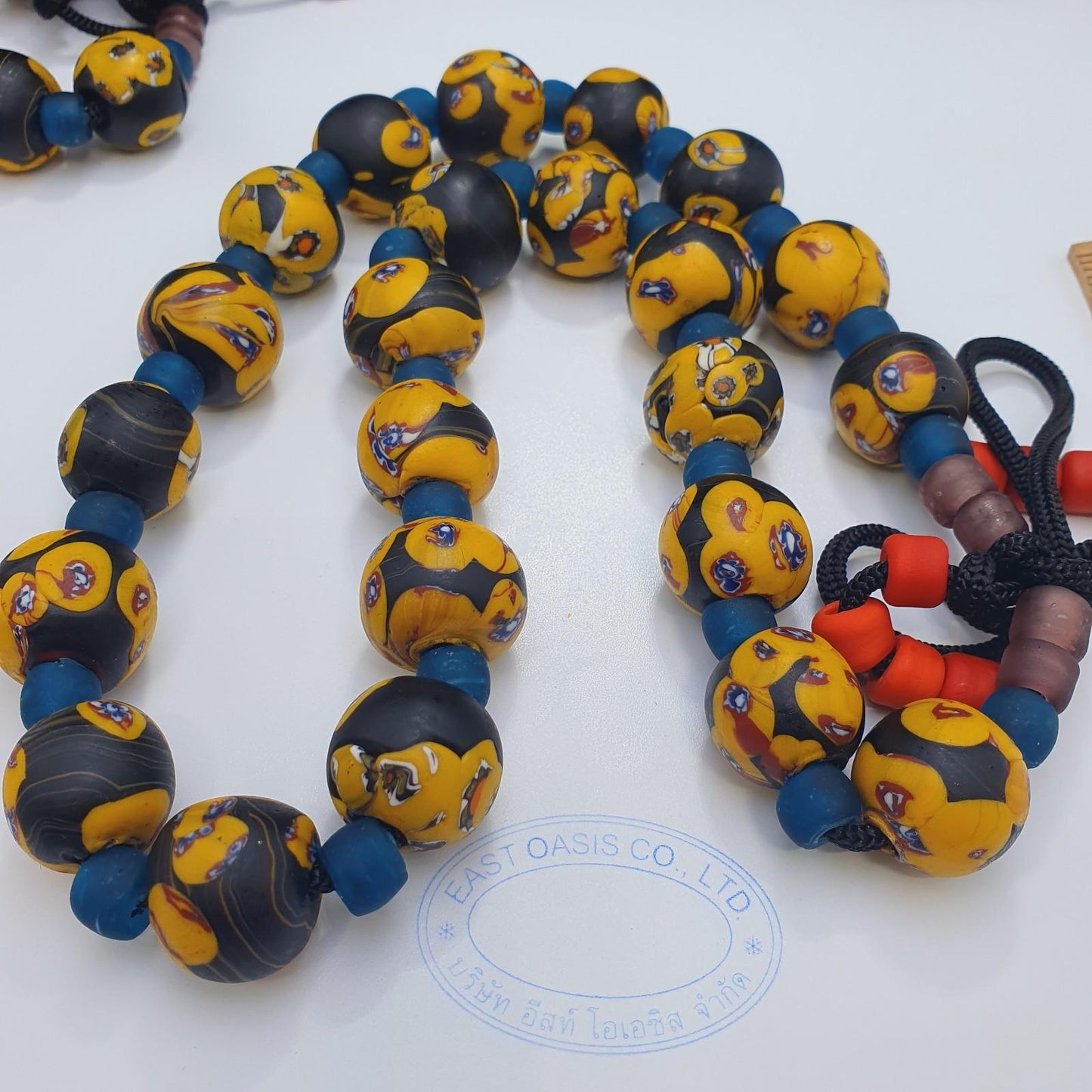 Vintage African Style Glass Bead Necklace, 17-18mm