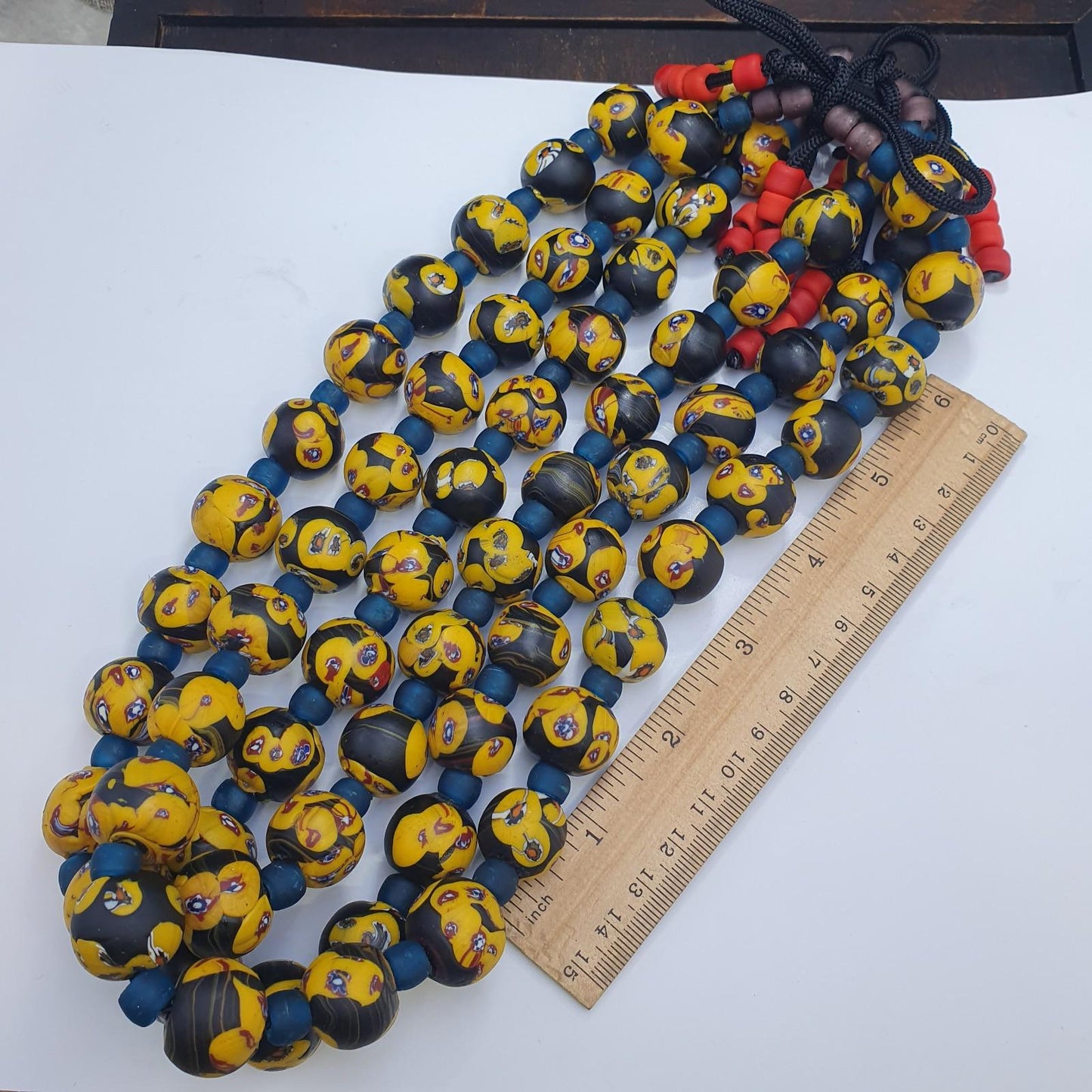 Vintage African Style Glass Bead Necklace, 17-18mm