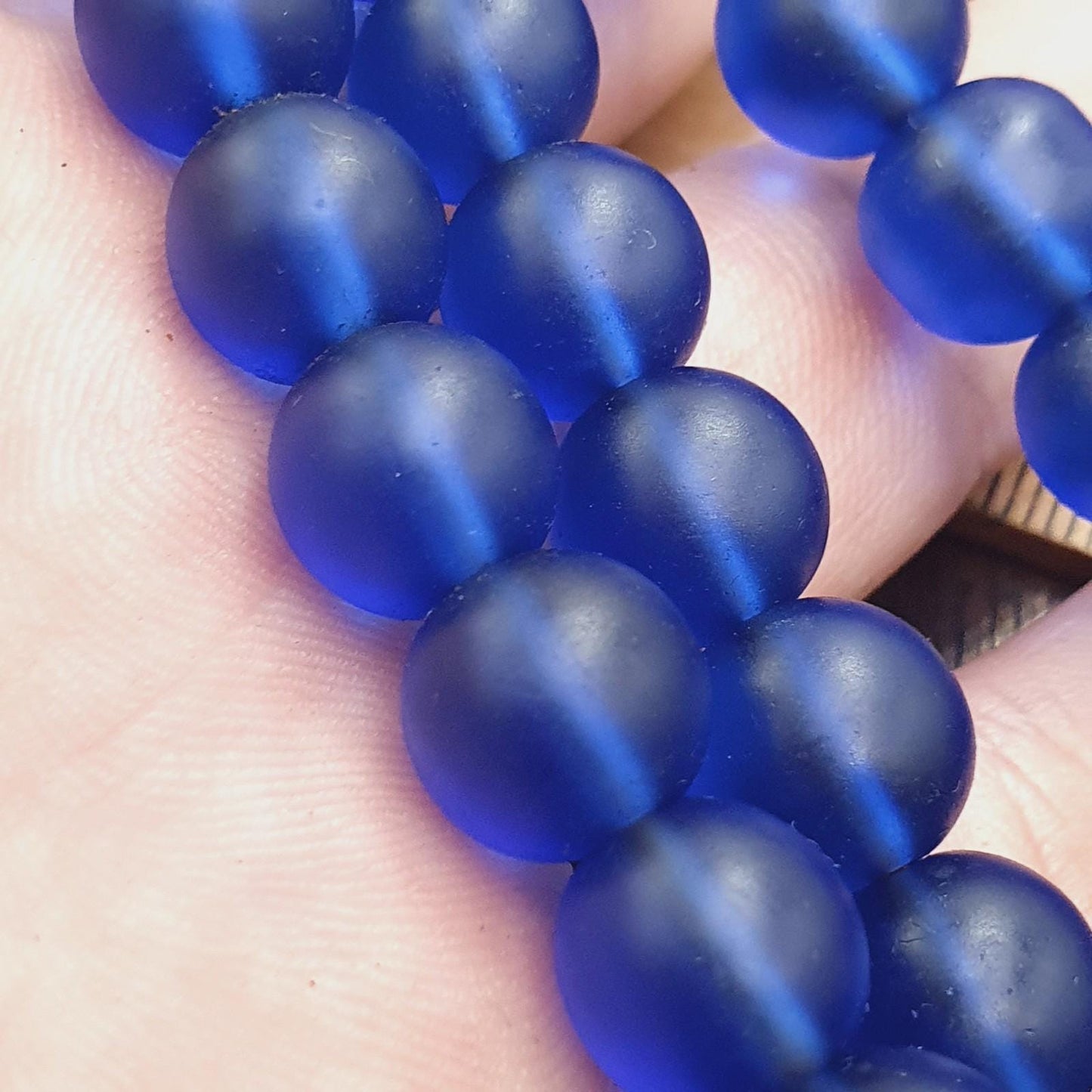 Vintage old african style blue glass beads 10mm beads strand
