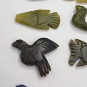 12 pcs vintage lapis lazuli, jade crystal stone birds fish amulets pendants