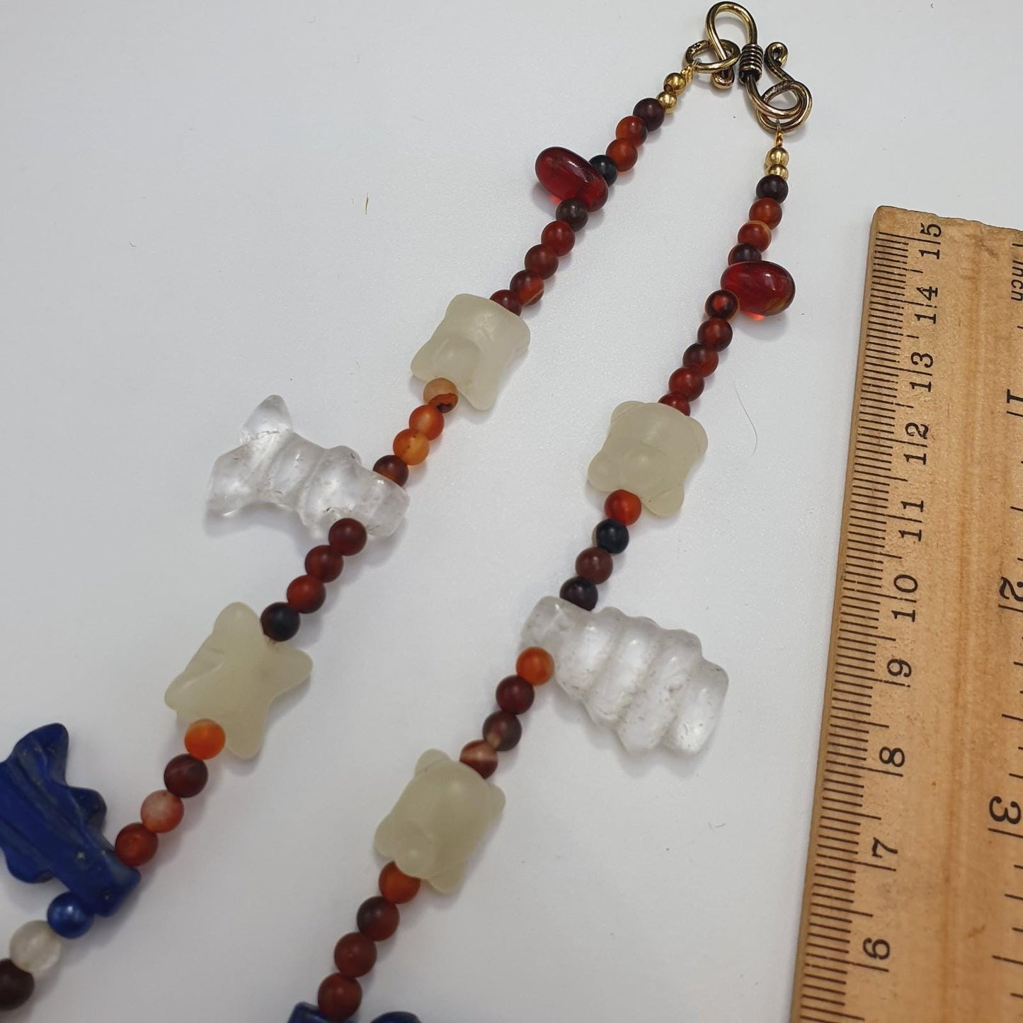 Rare vintage amazonite, lapis lazuli, jade stone amulets pendants necklace