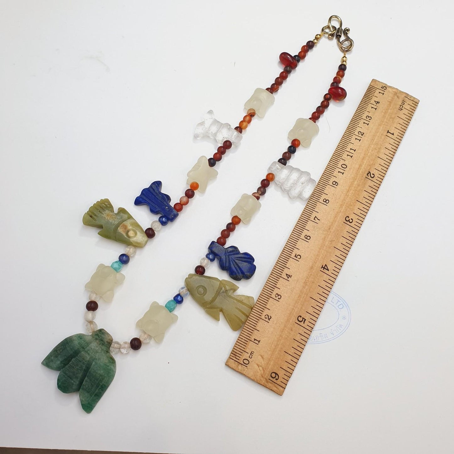 Rare vintage amazonite, lapis lazuli, jade stone amulets pendants necklace