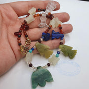 Rare vintage amazonite, lapis lazuli, jade stone amulets pendants necklace