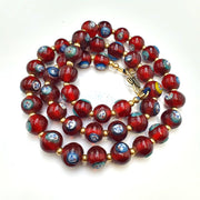 Vintage red venetian style face glass beads beaded necklace gift