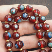 Vintage red venetian style face glass beads beaded necklace gift