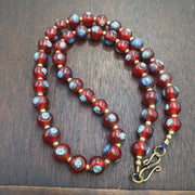 Vintage red venetian style face glass beads beaded necklace gift