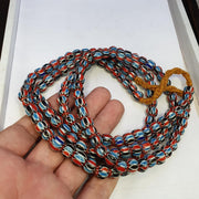 Multicolor venetian inspired glass beads 9mm blue red chevron beads necklace