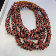 Venetian inspired glass beads 10mm red multicolor chevron beads necklace