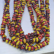 Multicolor venetian inspired glass beads 10mm red yellow chevron beads necklace