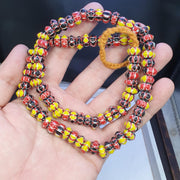 Multicolor venetian inspired glass beads 10mm red yellow chevron beads necklace