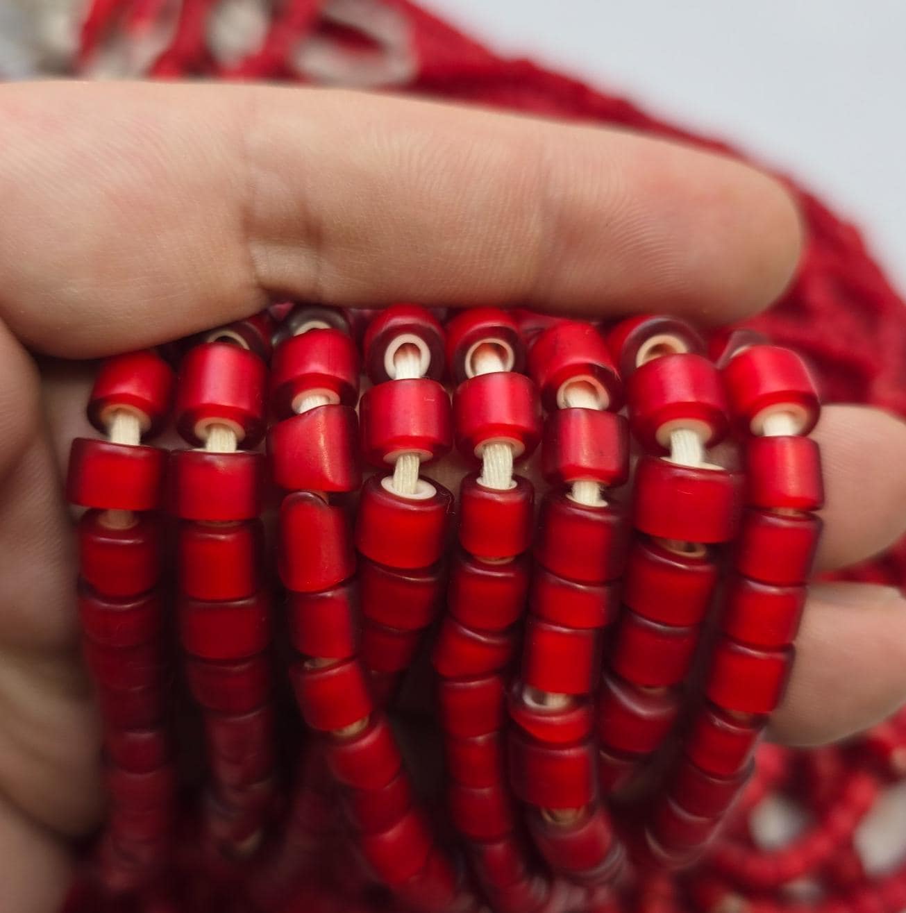 Very unique shape 7-8mm vintage venetian white heart trade beads long strand