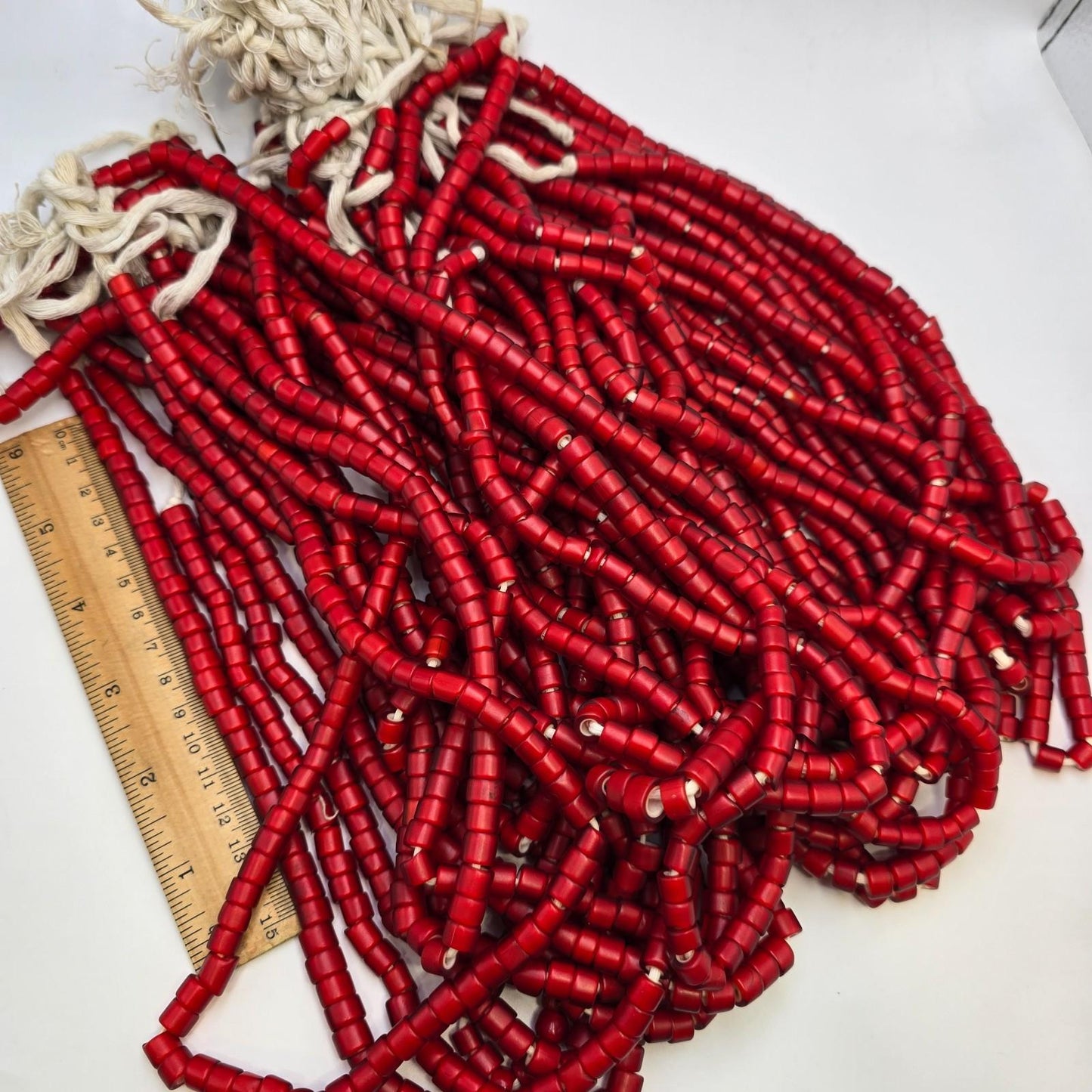 Very unique shape 7-8mm vintage venetian white heart trade beads long strand